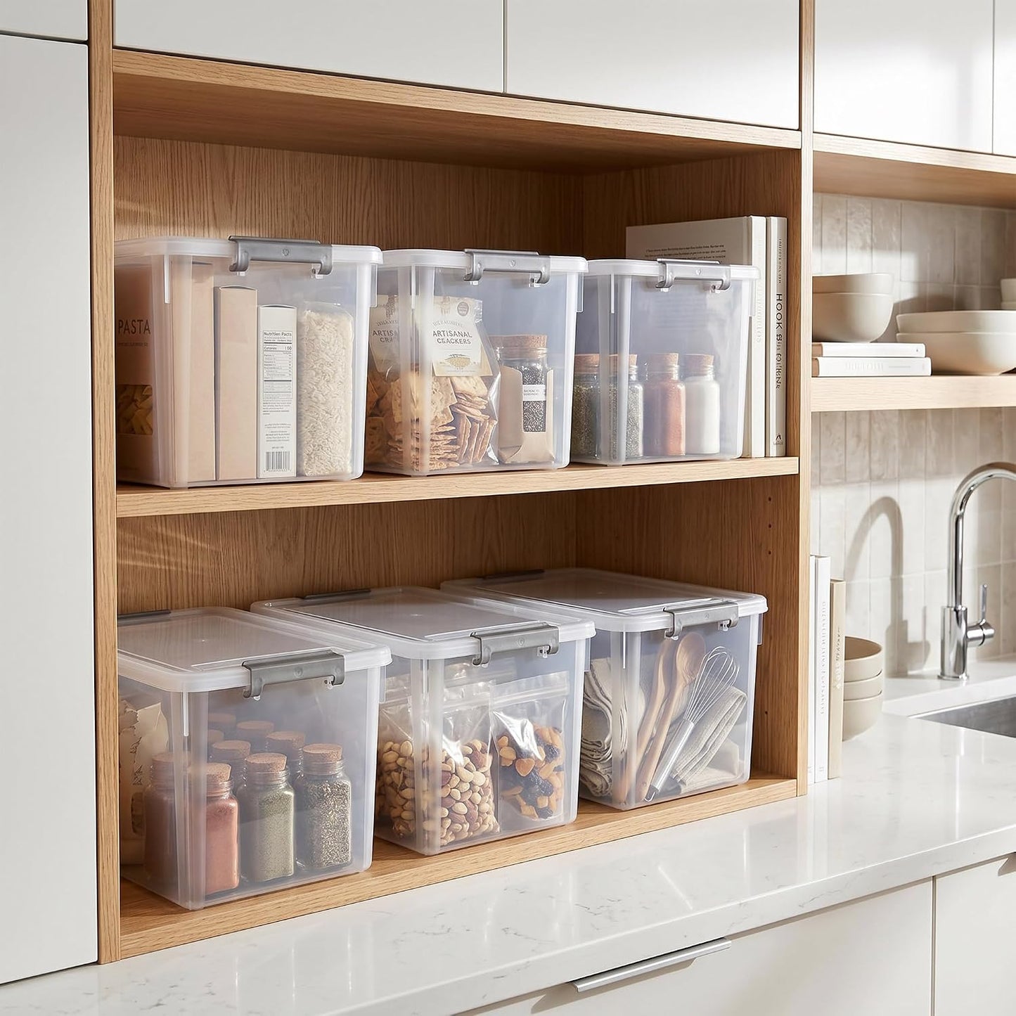 Citylife 57 QT Plastic Storage Bins with Double-Opening Lids, Storage Containers for Organizing, Large Clear Storage Box for Closet, Blankets, 2 Packs