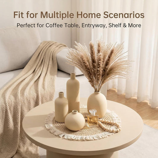 Neutral Ceramic Vase Set of 4, Modern Colors Home Decor, Rustic Farmhouse Decorative Flowers Vases for Bouquet, Pampas | Table Mantel Centerpiece Bookshelf Living Room Bedroom (Neutral Mix Set of 4)