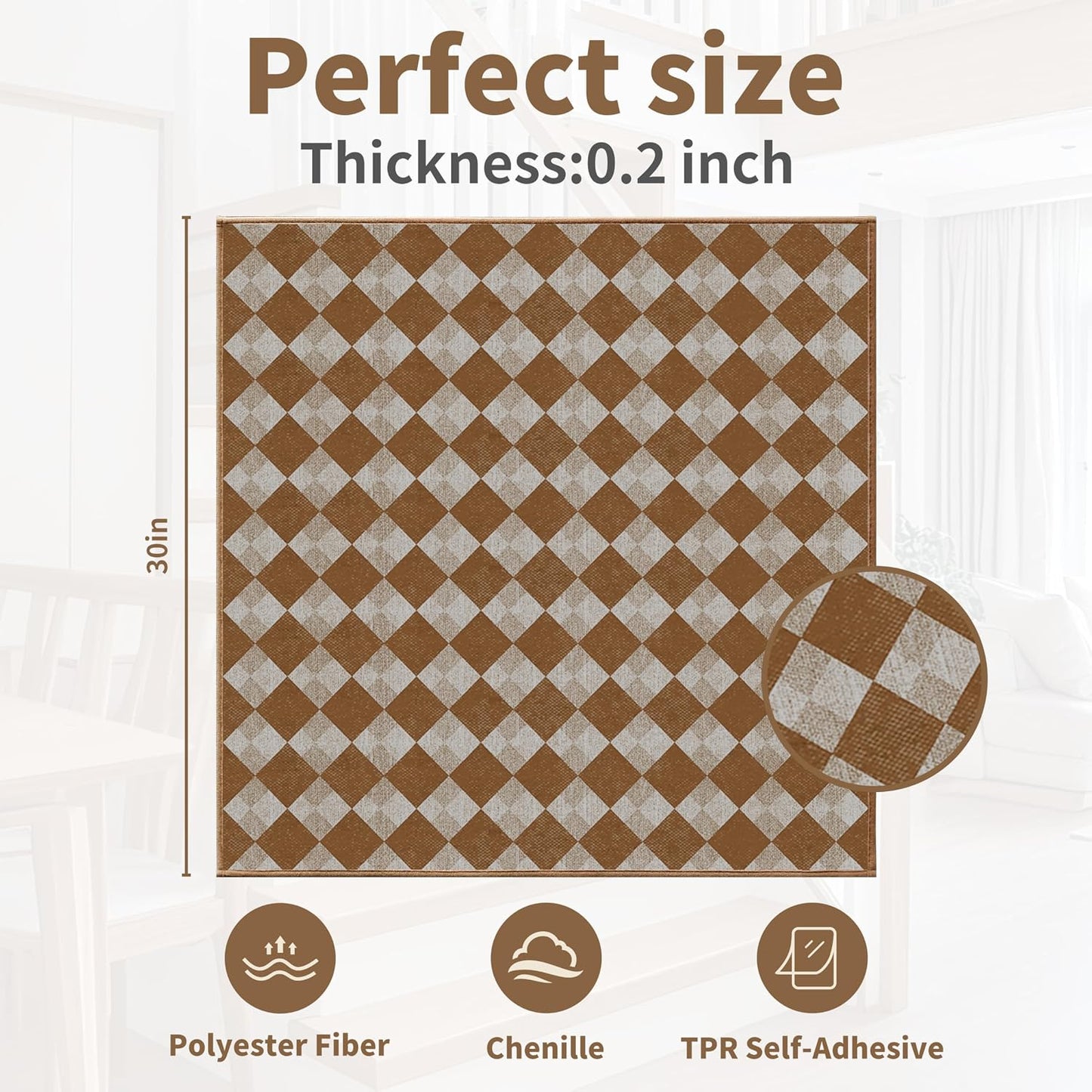 Non-Slip Carpet Stair Treads 15PCS, 8"x30" Peel and Stick Stair Runner for Wooden Steps Indoor, Washable Reusable Adhesive Backing, Pet-Friendly Safety Mats for Kids, Elders, Dogs