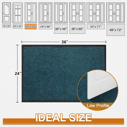 Mibao Front Door Mat, Dirt Trapper Welcome Mat for Outdoor Indoor, Non-Slip Waterproof Doormat, Durable Machine Washable Low Profile Entry Rug for Back Door Outside Patio Porch, 29.5" x 17", Grey