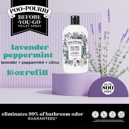 Poo-Pourri Before-You-Go Toilet Spray, Lavender Peppermint, 2 Fl Oz, Up to 100 Uses, Bathroom Odor Deodorizer, Plant-Based with Essential Oils for Home or Work, Travel Essentials, TSA Approved Size