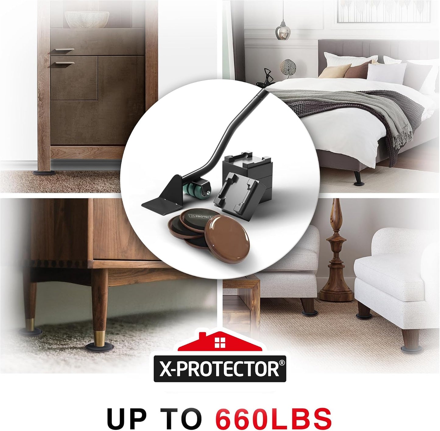 Chair Sliders X-PROTECTOR – Furniture Sliders 40 pcs Carpet Sliders 1” – The Best Furniture Moving Pads – Premium Chair Leg Floor Protectors – Slide Effortlessly with Chair Pads & Protect Your Floor!