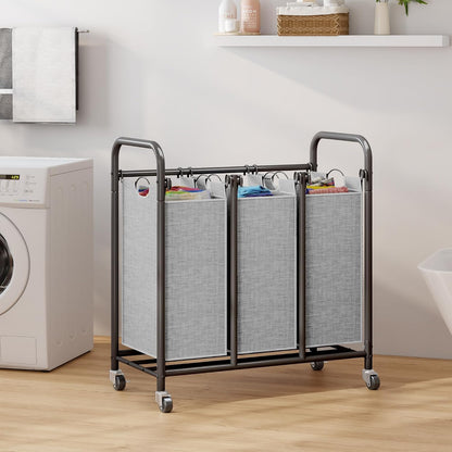 Whitmor Laundry Sorter, 92L Laundry Hamper with Shelf & 2 Removable Bags, 2 x 12.1 Gallons (46L), 28.8 x 13 x 28.4 Inches, Dirty Clothes Hamper Organizer for Laundry Room, Bathroom, Dorm, Black