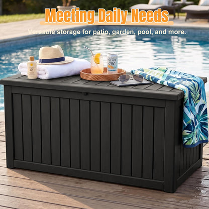 Outdoor Storage Box,38 Gallon Resin Deck Box,Waterproof & UV Resistant Lockable Package Delivery Bin,Toy Cabinet for Indoor & Outdoor