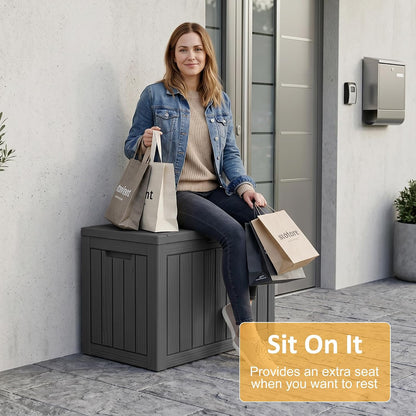 Package Delivery Box, Lockable Resin Outdoor Package, Waterproof Deck Box for Porches, Patios, Indoor & Outdoor Use (70 Gallon, Grey)
