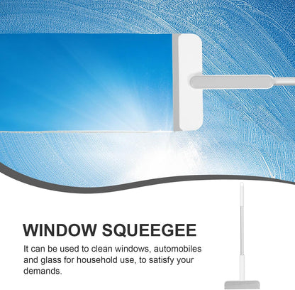 Multipurpose Window Squeegee with Double-Sided Glass and Screen Brush, Aluminum Alloy Frame, Small Home Glass Door and Shower Squeegee for Cleaning, White