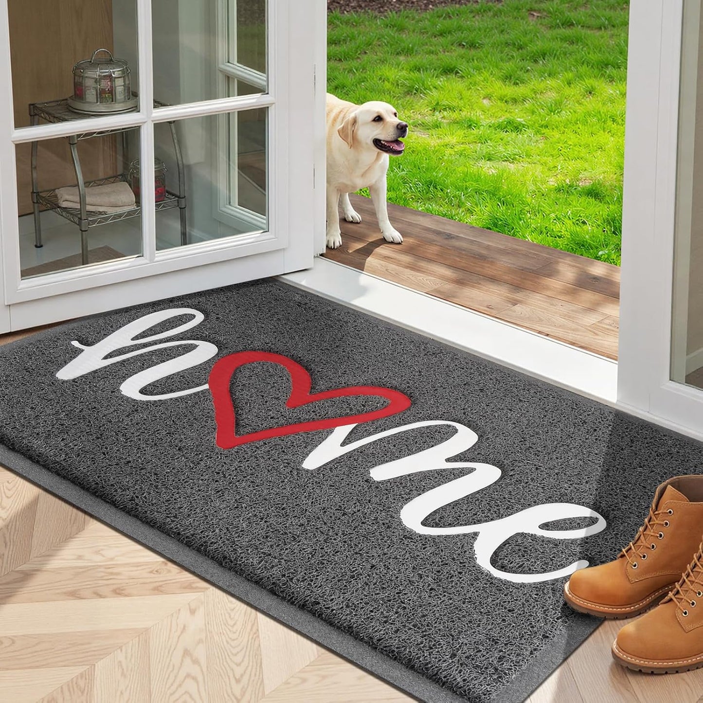 StepLively Door Mat Home Welcome Mats Outdoor and Indoor, Heavy-Duty Low-Profile Non-Slip Front Welcome Mat for Home Entrance, Outside Entry, Yard, Floor, Patio (30''x17.5'', Black)