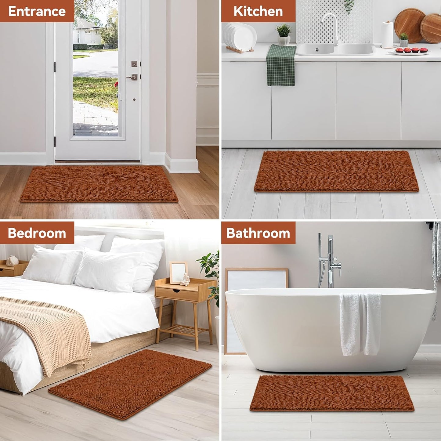Bcoimo Bathroom Rugs 24x17, Bath Mats for Bathroom Non Slip with Rubber Backing,High Absorbent Microfiber Bath Rugs Quick Drying, Machine Washable, Durable Decor