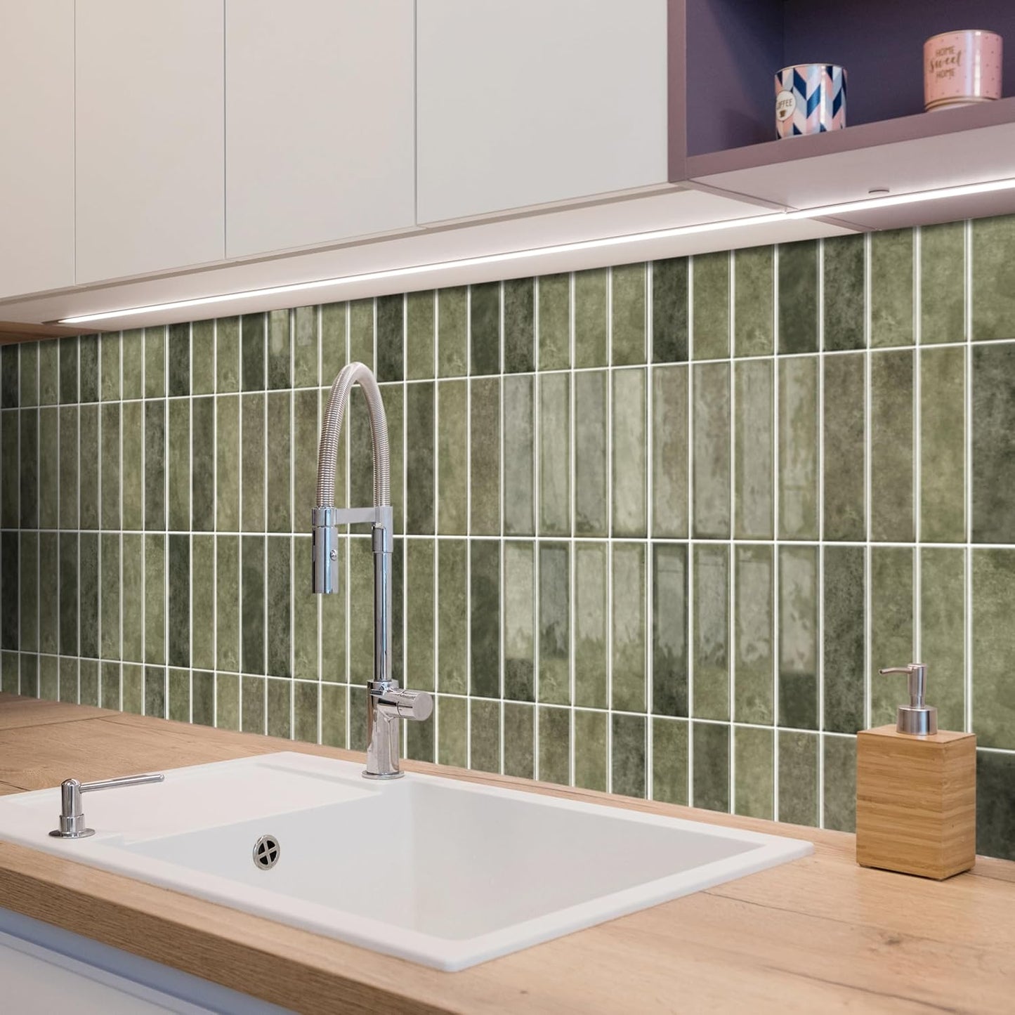 Alwayspon 10 Sheets 12x12inch Beige 3D Vinyl Backsplash Tiles, Self-Adhesive Peel and Stick Wall Tile Stickers Stick on Subway Tiles for Kitchen Bathroom Wall