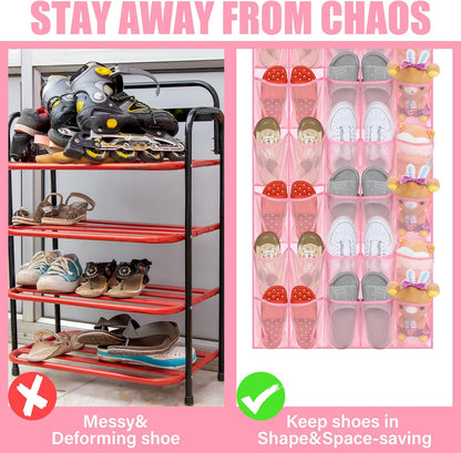 Windyun 40 Over The Door Shoe Organizer, Large Mesh Pocket Hanging Shoe Rack Hanger Large Capacity Gray Behind The Door Storage Holder for Dorm College Closet Entryway Bedroom Utility Room Women Men