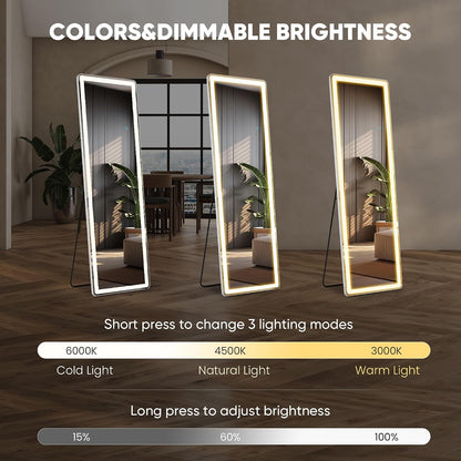 Arched Mirror Full Length, Upgraded 16"x59" Body Wall Mirrors with Shatter-Proof Glass, Floor Standing, Hanging or Leaning, Tall Arch Mirror with Stand Aluminum Alloy Frame for Bedroom Cloakroom