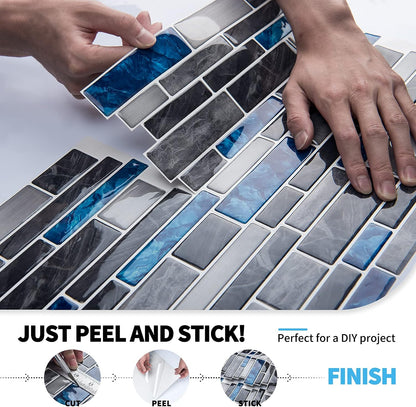 Art3d 10-Sheet Premium Stick On Kitchen Backsplash Tiles, 12"x12" Peel and Stick Self Adhesive Wall Tiles, White Marble Design