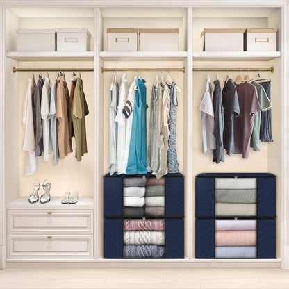 Fab totes 6 Pack Storage Bags for Clothes and Blanket, Foldable Closet Organizers and Storage with Zippers, Clear Window and Handles, Fabric Storage Bins for Sweater, Comforter, Bedding,Linen Sheets