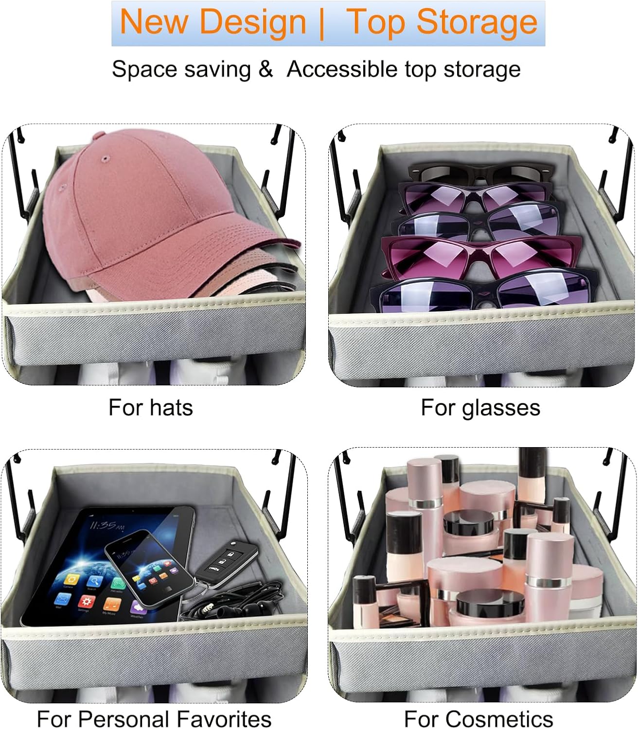 Large-Sized Hanging Shoe Organizer 10-Shelf, Sturdy Hanging Closet Organizer with 8 Side Pockets, Wider Hanging Shelves for Storage Shoes Clothes Jeans Shirts Toys, Black