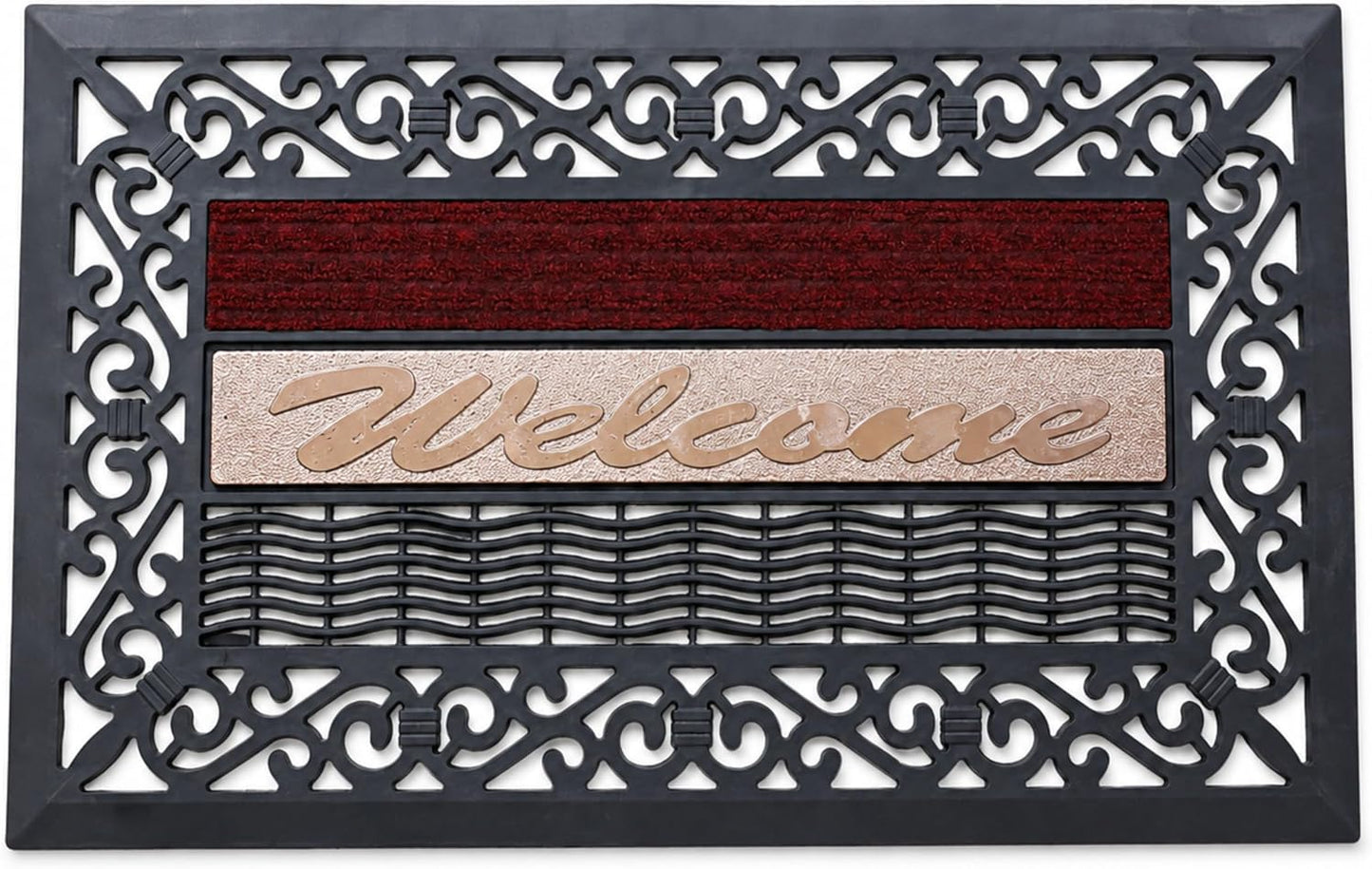 ROOM127 Outdoor Doormat, 28.3" x 16.9", Heavy Duty Rubber Scraper Door Mat | Multi-Zone Cleaning, Absorbent Strip, Open Drainage, Non-Slip Indoor Outdoor Rug for Front Door Patio Garage Mudroom