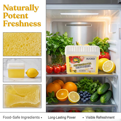Diatomaceous Earth Fridge Deodorizer Gel Set, Odor Eliminator, 1Pack | Outperforms baking soda & charcoal. Nature-based gel eliminates odors and extends refrigerator food freshness.