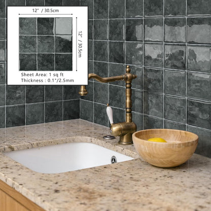 10 Sheet Thicker Peel and Stick Backsplash Tile, 12"x12" 3D Self Adhesive Square Mosaic Subway Checkered Vinyl Backsplash Stick on Wall Tiles for Bathroom, Kitchen, Living Room (10, Orange)