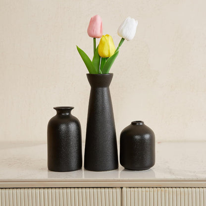 Ceramic Vase,Small Vases for Decor,Set 3 Modern Boho Vases for Flower Pampas,Fit for Living Room Desk Shelf Decor (Beige)