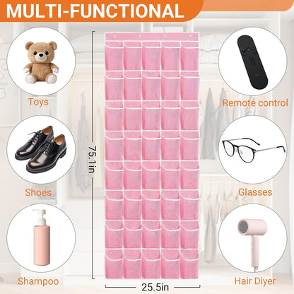 40 Large Mesh Pocket Over the Door Shoe Organizer,Hanging Shoe Rack for Door,Hualleko Shoes Organizer Hanger with Large Capacity, Shoes Storage Holder Sturdy Non-woven Fabric - Stores 20 Pairs (White)