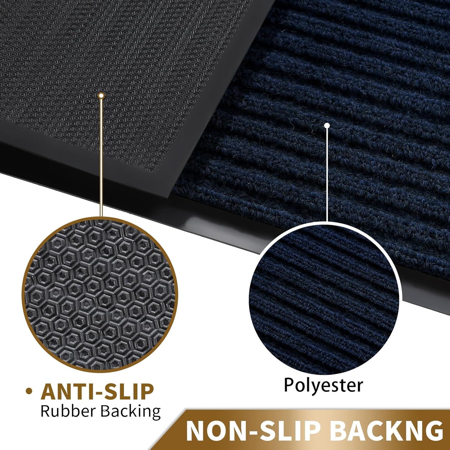 Yimobra Welcome Mat, Heavy Duty Sturdy Door Mats for Home Entrance Outdoor Indoor, Front Doormat for Outside Patio Floor Entry Porch Garage Office, Waterproof, Low Profile, 29.5x17, Black Grey