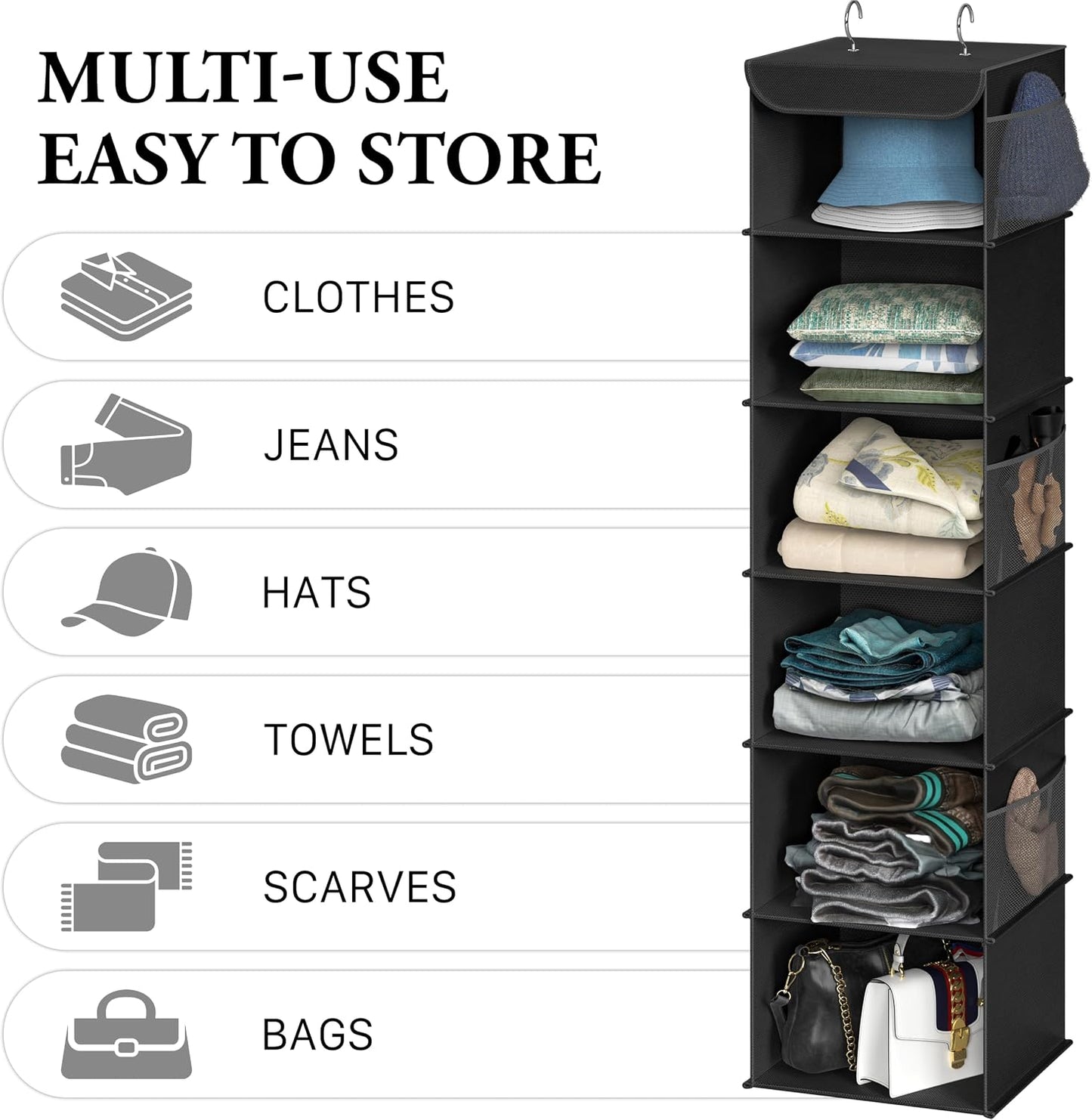 Simple Houseware 6 Shelf Hanging Closet Organizer, Gray