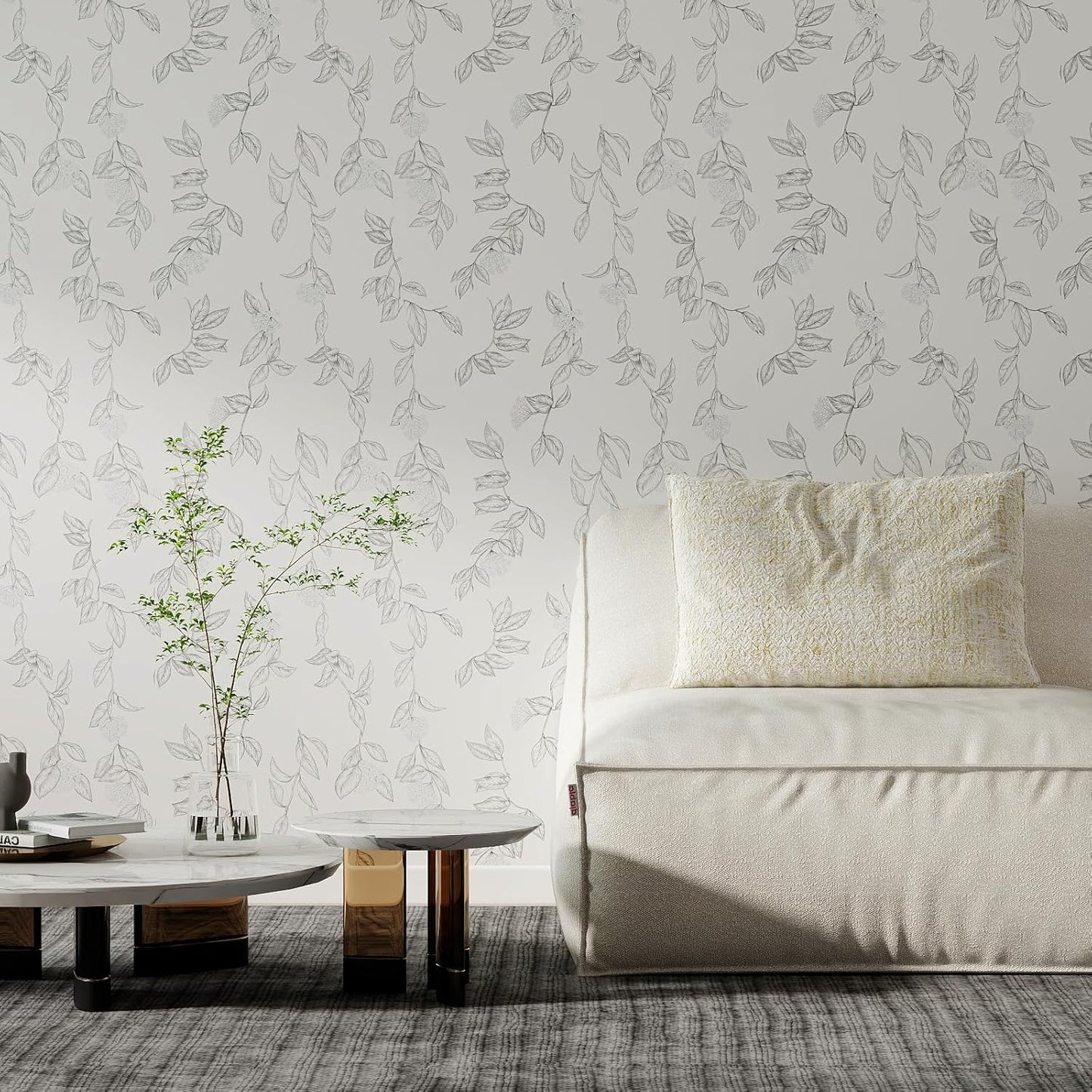 GloryTik Floral Peel and Stick Wallpaper, Removable Blue Floral Contact Paper, Self Adhesive Renter Friendly Wallpaper for Bedroom Living Room Bathroom (17.3" x 78.7")