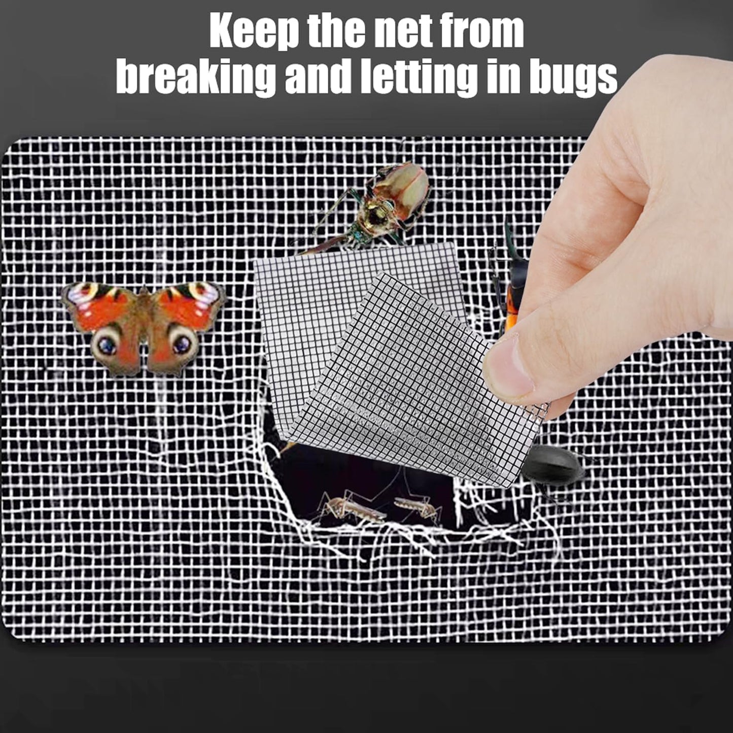 2 Roll Self-Adhesive Screen Window Repair Tape Mosquito Prevention Net Cover Screen Door Tent Repair Patch, 5cm*2cm