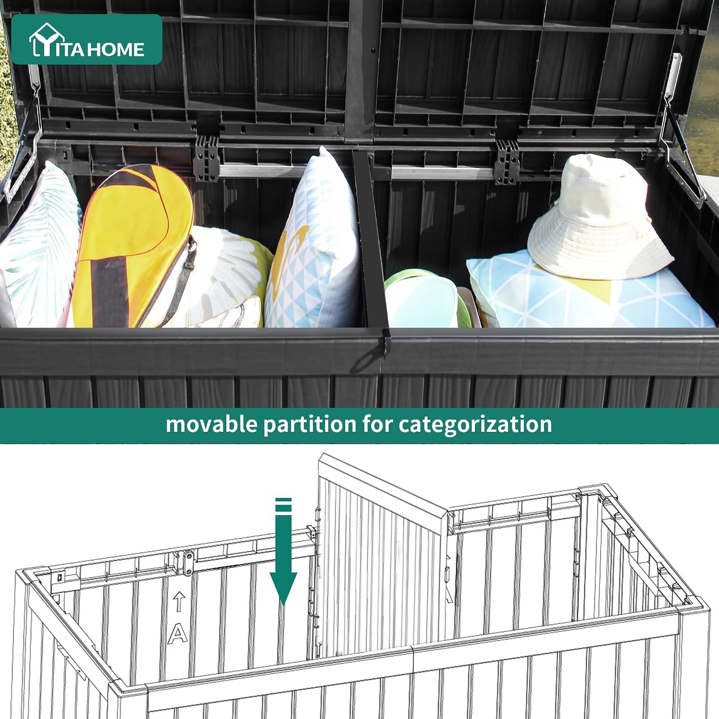 YITAHOME 31 Gallon Outdoor Storage Deck Box | Waterproof Resin Package Delivery and Storage Box with Lockable Lid for Patio Furniture Cushions, Pool Accessories, Garden