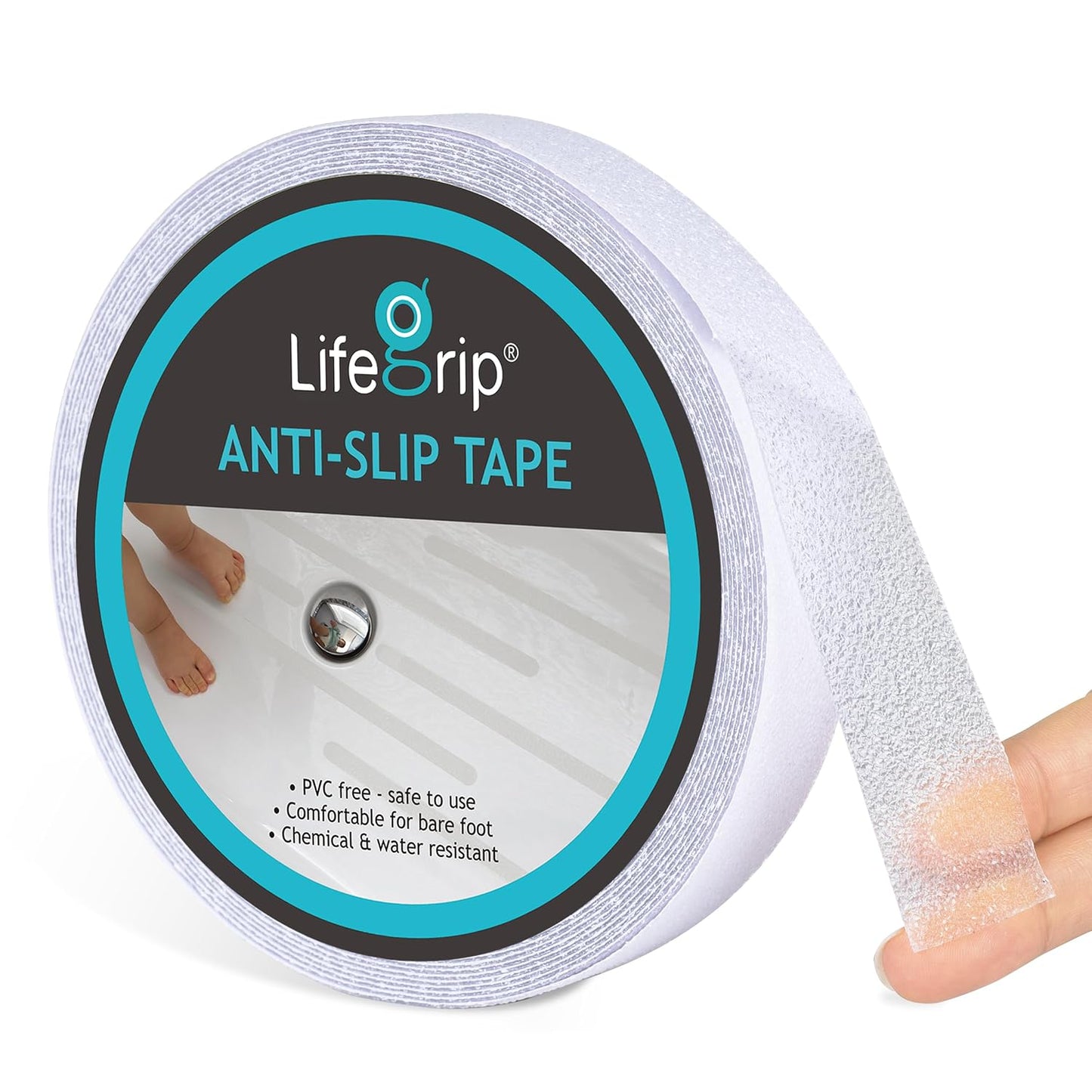 Lifegrip Anti Slip Tape, 4 Inch x 15 Foot Non-Slip Traction Grip Tape for Stairs, Waterproof Stair Treads Grip Non Slip, Non Skid Tape for Steps, Outdoor Black Grip Tape (4" X 15')
