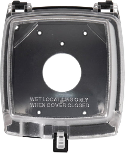 Intermatic WP1020C 2-1/4” Deep Weatherproof Outlet Cover – UV Stabilized Clear, GFCI & Duplex, Vertical Mount, UL Certified – Fits Single Device Only for Larger Double-Gang 4” x 4” Boxes