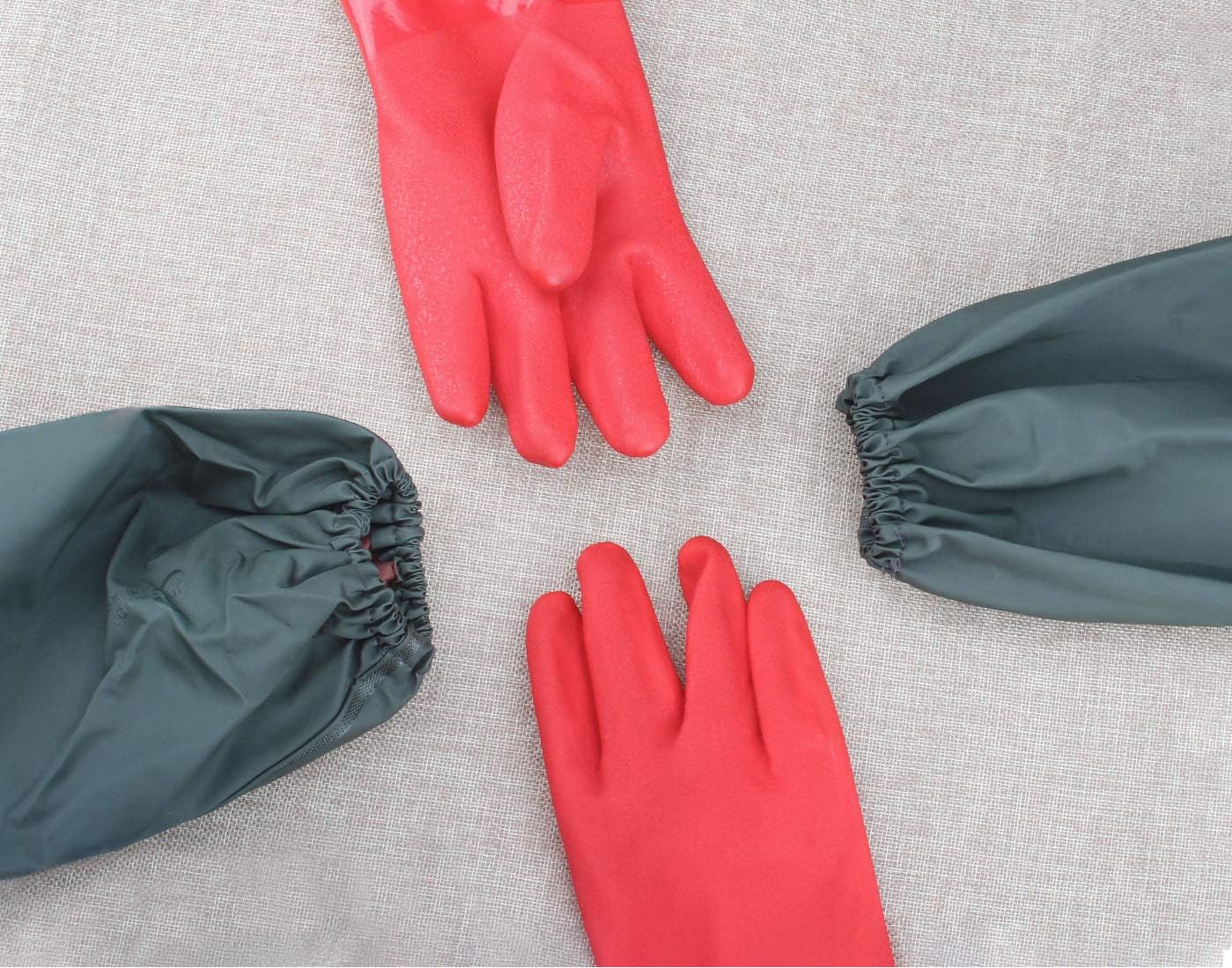 Eiito Extra-Long 26" Rubber Pond Gloves, Chemical Resistant PVC Reusable Heavy Duty Waterproof Cleaning Glove