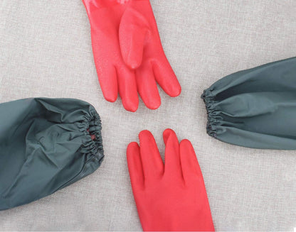 Eiito Extra-Long 26" Rubber Pond Gloves, Chemical Resistant PVC Reusable Heavy Duty Waterproof Cleaning Glove