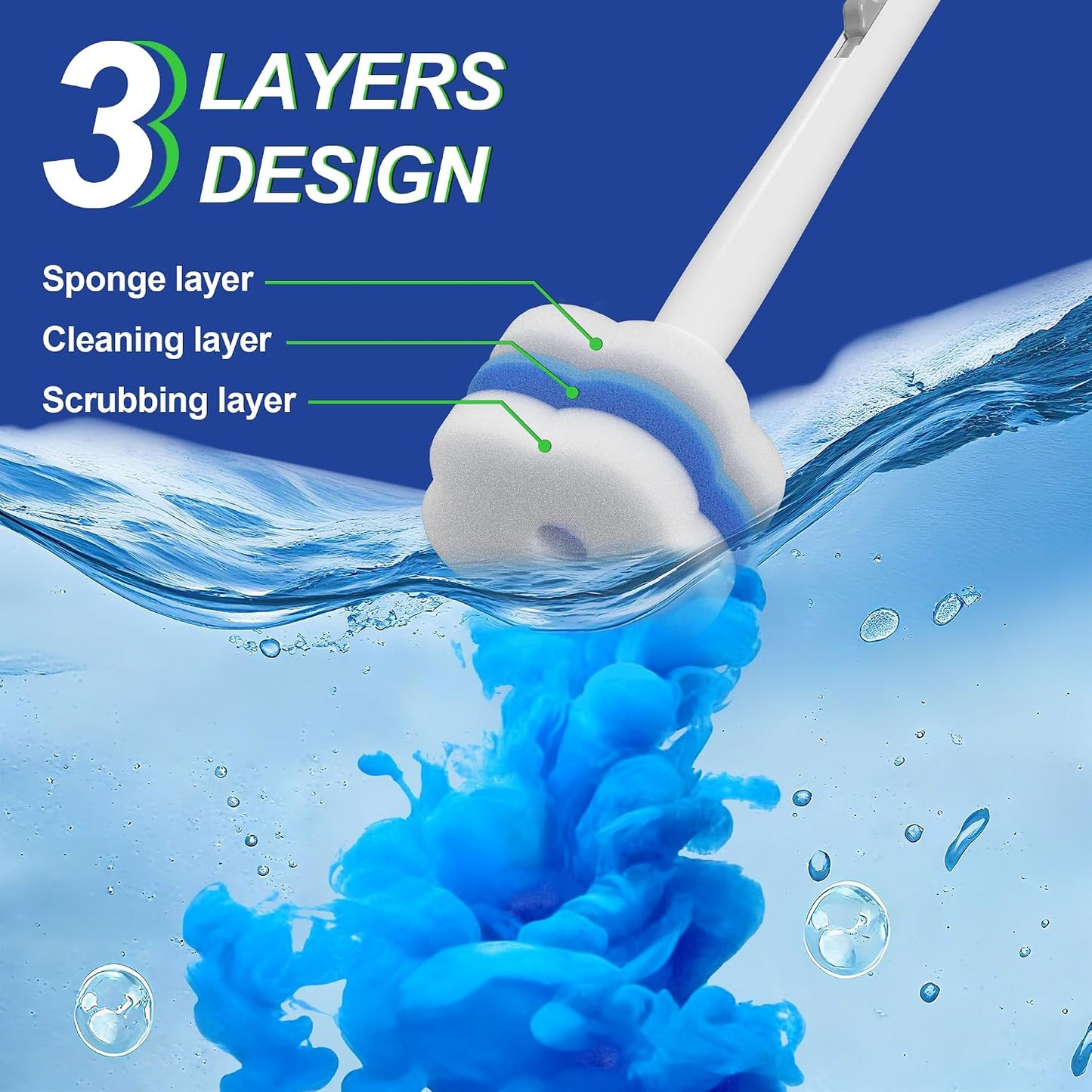 Disposable Toilet Brush and Plunger Set, Dual Handdle Toilet Plunger, All-in-1 Bathroom Cleaning Kit with 18PCS Refills, Toilet Cleaning Stick and Ventilated Holder (White)