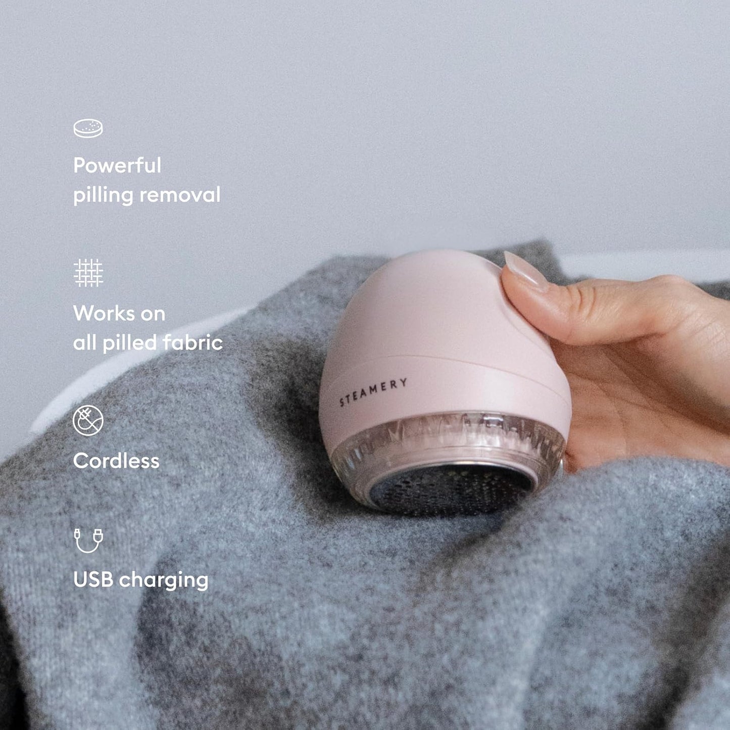 Steamery Fabric Shaver Pilo 1, Lint Remover for Pills and Bobbles, 5W, Portable, Rechargeable, Ergonomic, Scandinavian Design, Grey