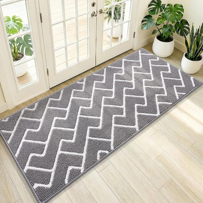 OLANLY Front Door Mat, Non-Slip Rubber Backing, Dirt Resistant and Absorbent, Washable, Easy to Clean Low-Profile Indoor Doormat for Back Door, Entryway, Inside Entrance, 32x20, Grey