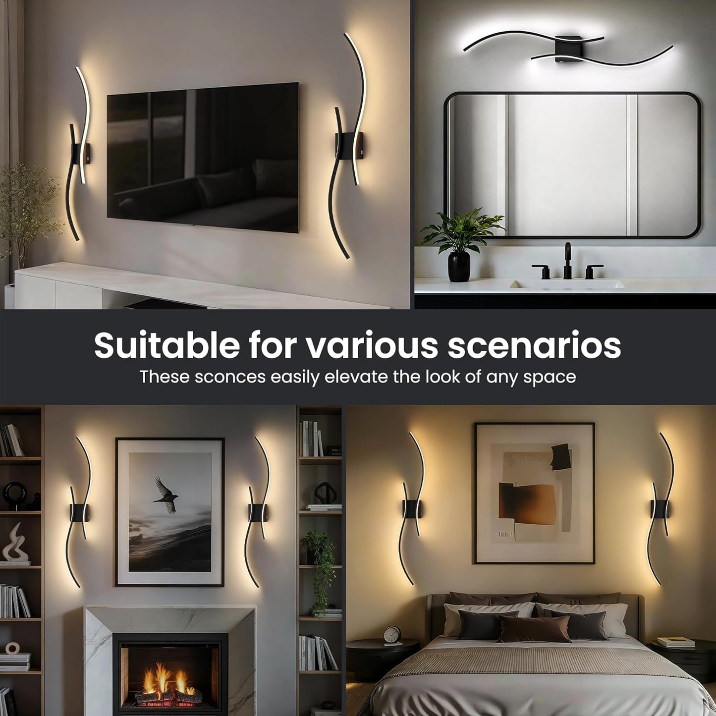 Battery Operated Wall Sconces Set of Two, 10000mAh Rechargeable Modern Wall Lights with Remote Control, Dimmable Gold LED Cordless Lighting for Living Room, Bedroom, Hallway, 39.4 Inch, 3CCT