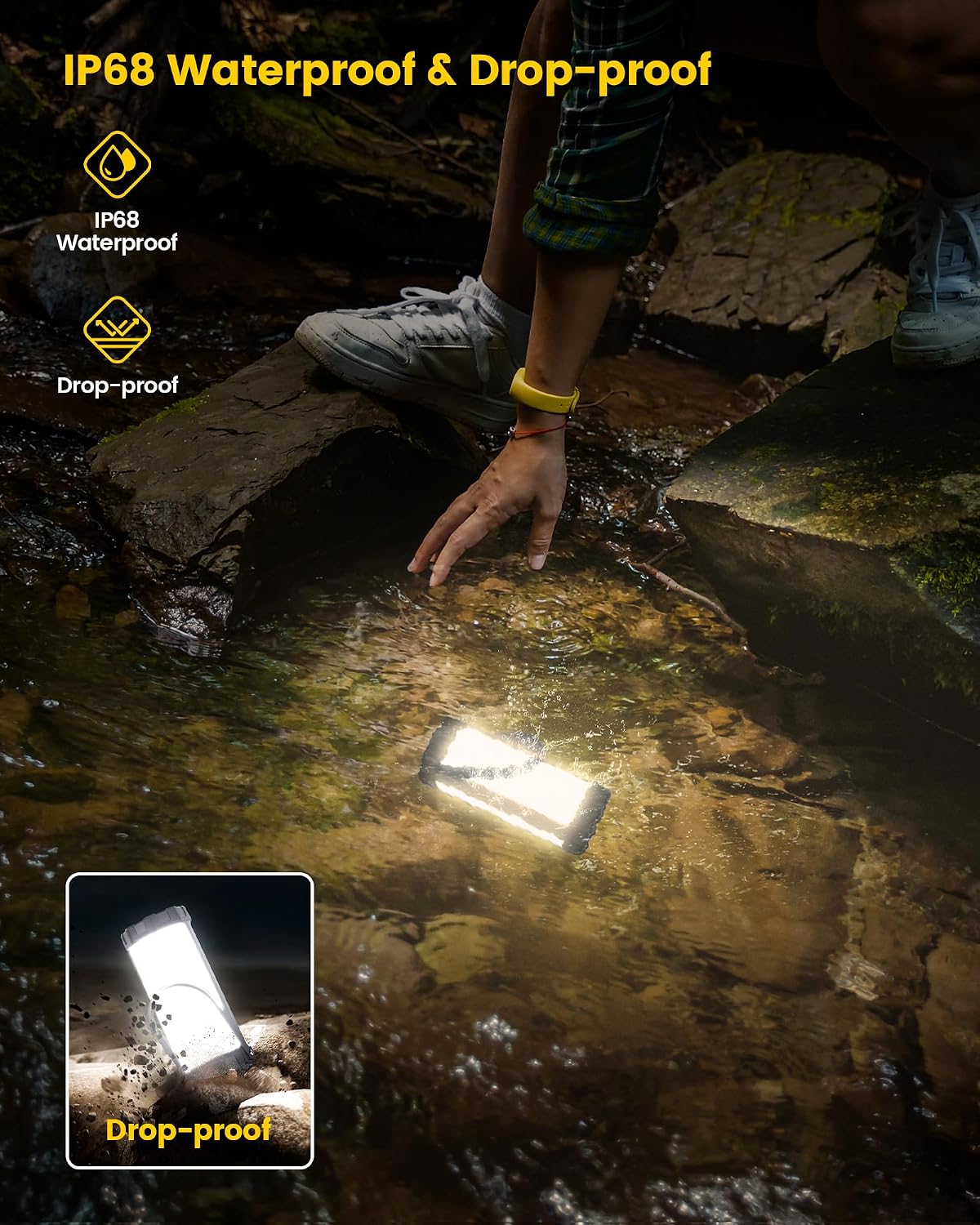 Glocusent 106 LED Camping Lights, Up to 80Hrs, 5000mAh Camping Lantern Rechargeable with 5 Brightness 3 Modes & SOS, IP68 Waterproof, Max 1200LM, Lanterns for Power Outages Hiking Emergency Hurricane