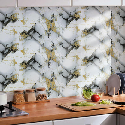 Peel and Stick Tile Shower Waterproof Marble Tiles Wall Panels, 11.8"x11.8" Self-Adhesive Backsplash Tile, 20 Pack