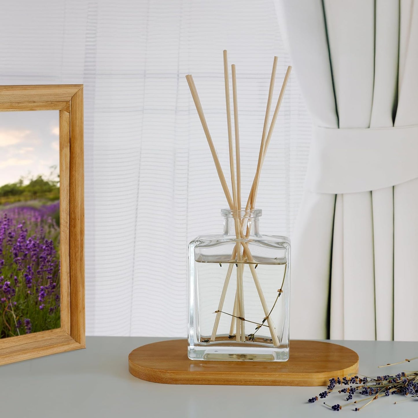 Urban Naturals Smoked Vanilla Reed Diffuser Set with Vanilla Bean, Sandalwood & Leather – 5 Ounce Sleek Black Rectangular Refillable Glass Bottle – Made in the USA