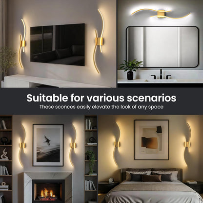 Battery Operated Wall Sconces Set of Two, 10000mAh Rechargeable Modern Wall Lights with Remote Control, Dimmable Gold LED Cordless Lighting for Living Room, Bedroom, Hallway, 39.4 Inch, 3CCT