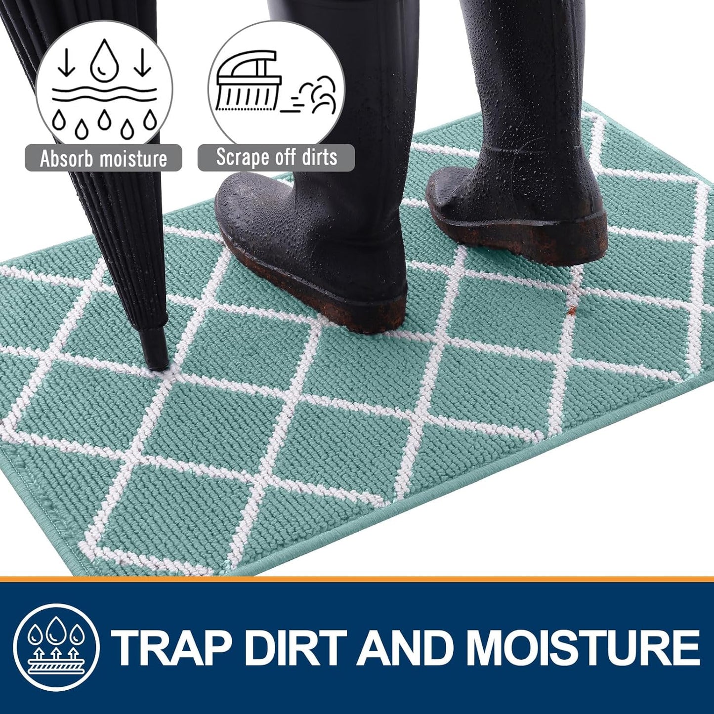 Finchitty Indoor Door Mat, Dirt Resistant and Absorbent, Low-Profile, Non-Slip, Washable Inside Floor Mats for Front Door, Back, and Entrance, 32" x 20", Grey