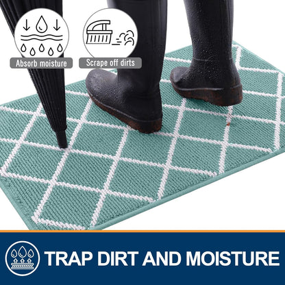 Finchitty Indoor Door Mat, Dirt Resistant and Absorbent, Low-Profile, Non-Slip, Washable Inside Floor Mats for Front Door, Back, and Entrance, 32" x 20", Grey