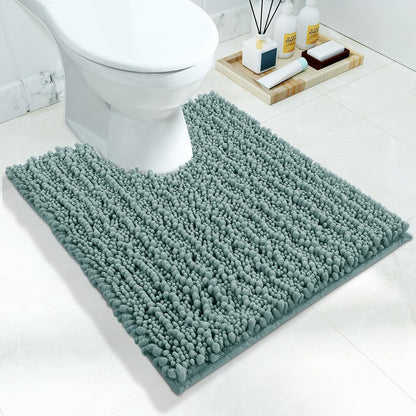 Yimobra Bathroom Rugs Non Slip Washable - Ultra Soft Absorbent Chenille Bath Mat, Quick Dry Shaggy Floor Carpet for Tub Shower, Gray Home Decor Accessories, 24x17 Inch