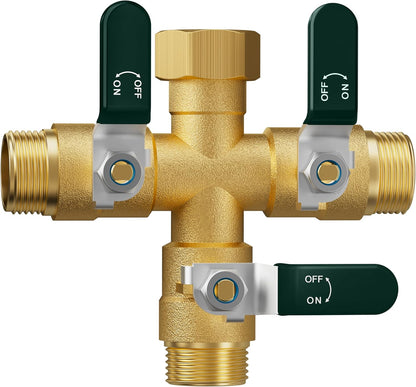 EBH Garden Hose Splitter 2 Way, Heavy Duty Solid Brass Hose Splitter with Shutoff Valves, Water Spigot Splitter With 304 Stainless Steel Handle, Full Flow Outdoor Faucet Splitter, 3/4" GHT Thread