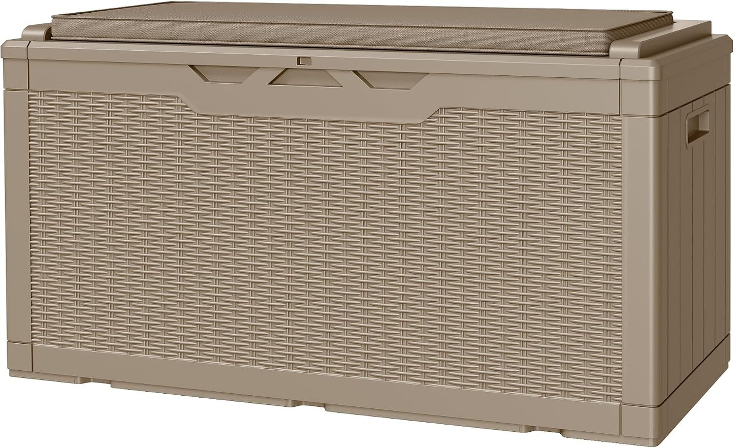 JUMMICO 31 Gallon Resin Deck Box Waterproof Indoor Outdoor Storage Boxes for Patio Furniture Cushions and Garden Tools (Brown)