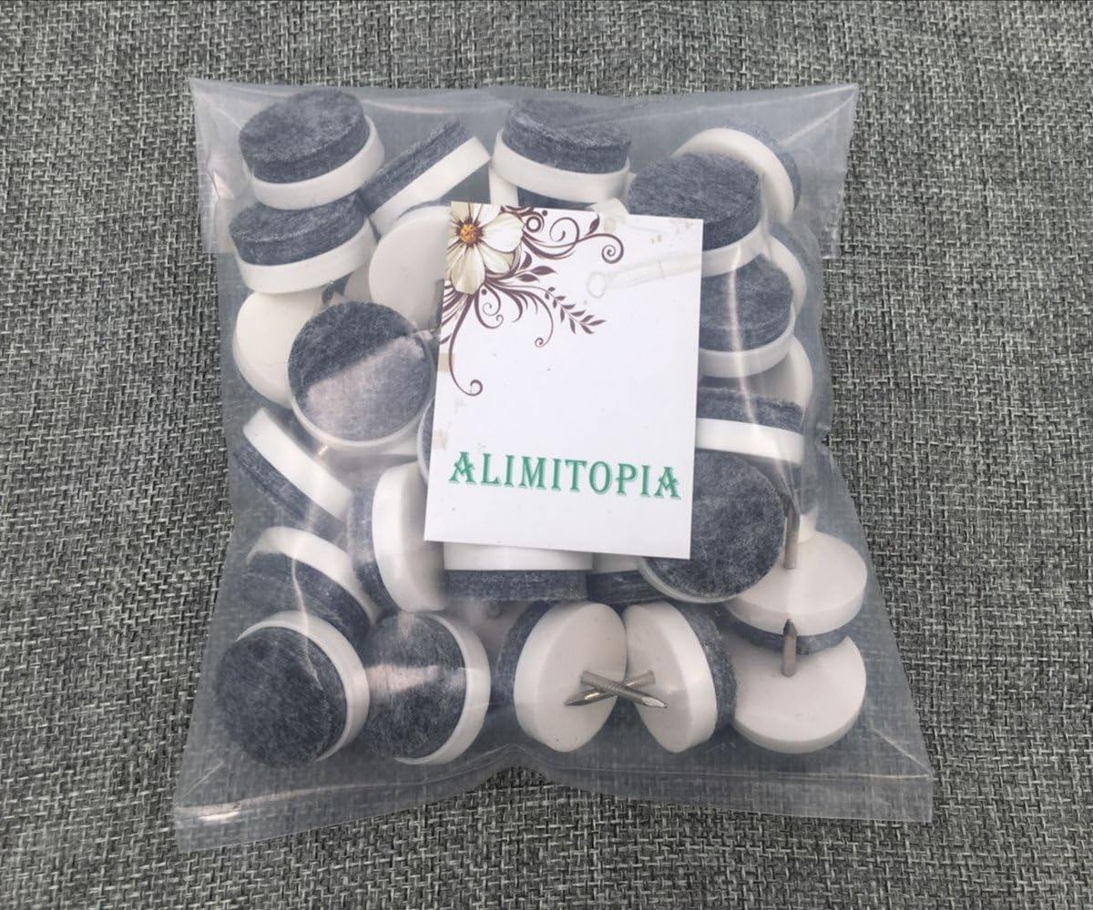 ALIMITOPIA 40pcs Furniture Felt Pad Heavy Duty Nail-on Chiar Slider Glide Pad Floor Protector for Wooden Furniture Chair Tables Leg Feet(Φ18mm or 0.7";Brown)