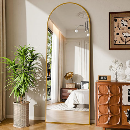 59"x16" Floor Mirror Full Length, Arched Full Length Mirror with Stand, Full Body Mirrors for Bedroom Living Room or Cloakroom Gold
