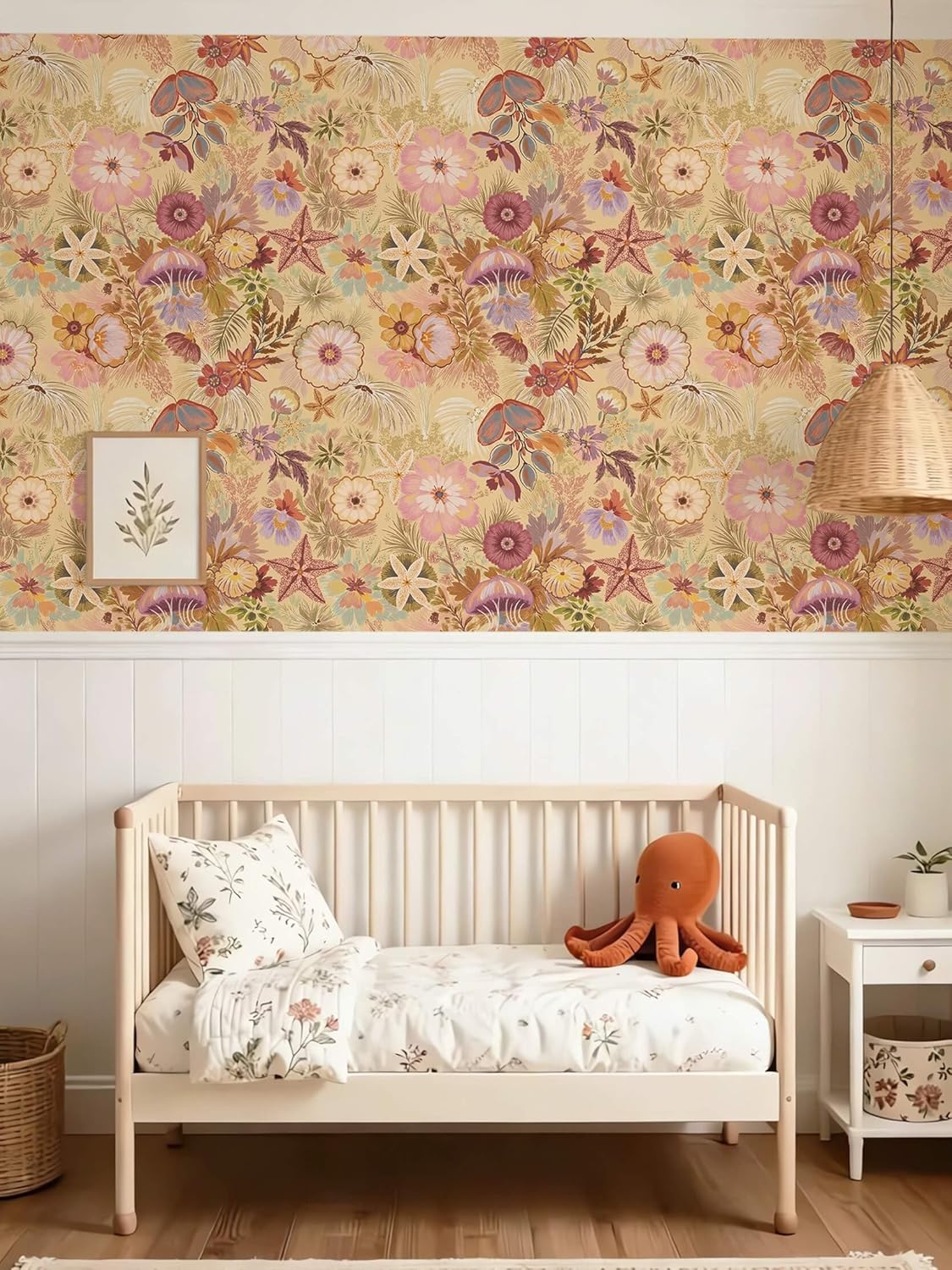 Ismoon Peel and Stick Wallpaper Floral Vintage Stick on Wall Paper Beige French Textured Contact Paper for Cabinet Removable Self Adhesive Wallpaper Vinyl Roll Shelf Deco, 17.3x78.7in