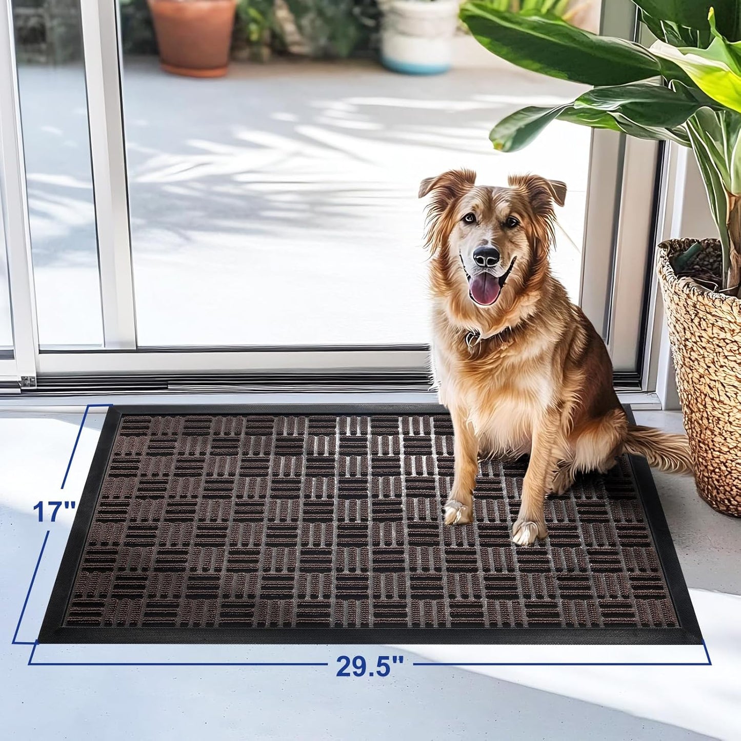 Mibao Front Door Mat, Heavy Duty Durable Welcome Mat for Outdoor Indoor, Dirt Trapper Waterproof Super Absorbent Door Mat for Entryway Outside Patio Porch, 29.5" x 17", Grey