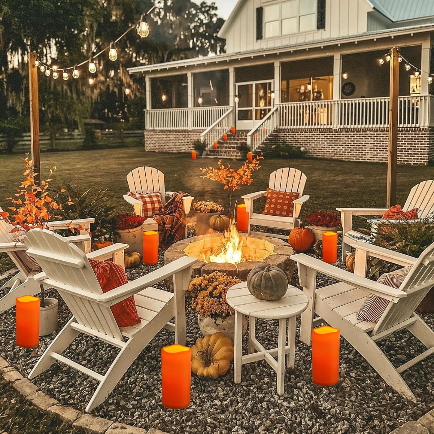 NURADA Large Waterproof Flameless Candles 6" 8" 10" x 4" - Outdoor Indoor LED Pillar Flickering Candle Battery Operated with Timer Remote for Patio Porch Lanterns - Ivory White Set of 3